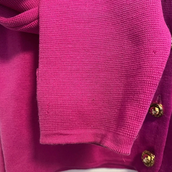 Jaegar vintage wool sweater round neck cardigan pink  jacket gold buttons - Picture 6 of 12